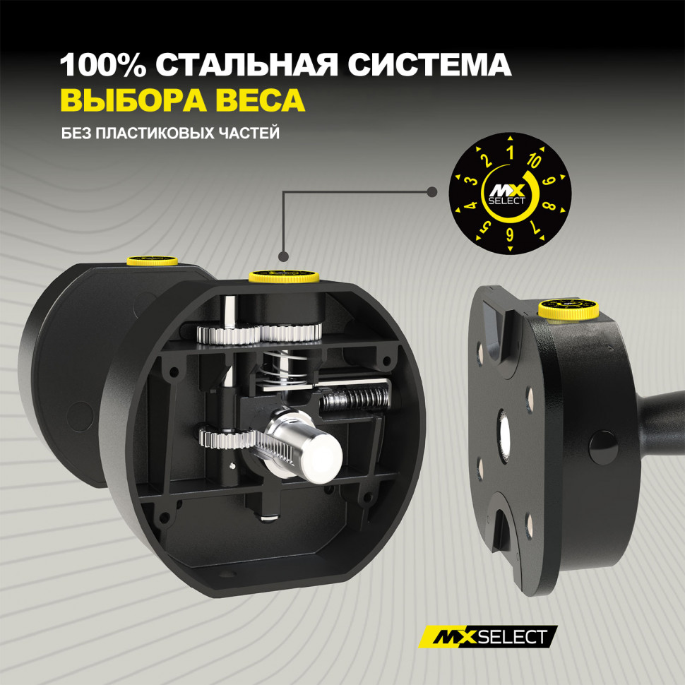 Гантели регулируемые MX Select MX100 EVO, эргономичная прорезиненная рукоять, вес 5.9-45.4 кг, 2 шт